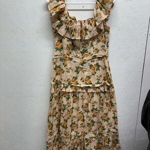 Floral Maxi Dress with Ruffle Neckline